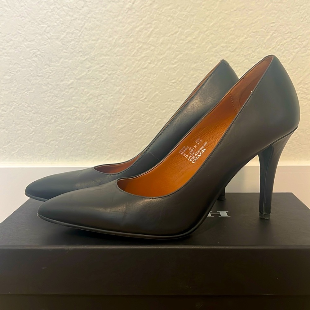 Black Coach pumps. Size 7. Leather. Gently used. Box included
